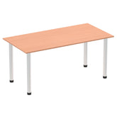 Impulse 1600mm Straight Table Beech Top Brushed Aluminium Post Leg I003641 DD